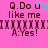Pixelated pink background with dark brown text reading "Q.Do u like me" and "A:Yes!" alongside a cyan heart symbol.