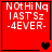 Red square icon with white pixelated text reading "NOT Hi Nq IAST Sz -4EVER-" and changing heart symbols at bottom right.
