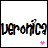 Animated sequence showing the name 'veronica' in stylized text with a small star below, changing color from pink to purple to blue across frames.