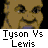 Animated contact sheet of a pixel art icon featuring a brown cartoon character with red hands and white pants, repeated across multiple frames with varying text overlays including "Tyson Vs Lewis" and "LEWIS WINS" on a gray background.