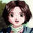 Pixelated static image of a cartoon character with short brown hair, light skin, and green eyes wearing a white top under a blue jacket against a blurred background.