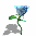 Blue flower with green leaves and stem, rendered in pixelated style with gray shadow, displayed in of nine views showing varying leaf positions and shadow shapes