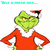 Green cartoon character in red Santa outfit with white trim, wearing Santa hat, hands on hips, expression shifting between grumpy and neutral.