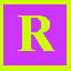 Four square arranged in a display the letter R with alternating background and foreground colors