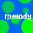 Blue background with green circles and white text reading 'meiody' repeated across the image.