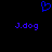 Blue pixelated heart symbol above two instances of 'J.dog' text on a black background.