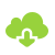 Green cloud-shaped icon with a downward-pointing arrow inside, set against a light gray background.