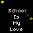 Animated contact sheet of a pixel art icon showing repeated text "School Is My Love" with yellow stars on black background, arranged in 4x3 grid across sampled frames.