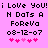 Pixelated text on pink background with animated heart sequence showing 'i Love You! i Love You! N Dots A ForeVa 08-12-07' and alternating heart patterns.