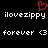 Red pixelated heart symbol above white text reading ilovezippy and forever <3 on black background.