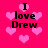 Pink background with pixelated hearts and black text reading "I love Drew" in four quadrants.