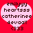 Two identical pixelated heart-shaped icons with pink fill and red outline display text: 'emilyyy', 'heartsss', 'catherinee', 'deva!!', '(333' on a solid red background.