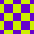Animated sequence showing a purple and yellow checkered pattern transforming into a diamond with shifting positions