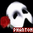 white skulls with red roses, each labeled 'PHANTOM' in red text on black background