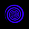 blue spiral patterns on black background with one gray at bottom right