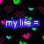 Four distinct display text over backgrounds: hearts on black, sports on track, food on white, and drinks on red