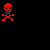 Pixel art skull icons in red, orange, yellow, green, blue, purple arranged across black and gray backgrounds with 'pirate' text at bottom.