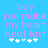 Pixelated text on a blue background with white and light blue heart symbols below the text.