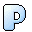 Four pixelated light blue P-shaped icons with black outlines arranged in a on a gray background, each with distinct internal structural differences