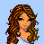 Pixel art of a woman with long brown hair wearing a white crop top and blue jeans, shown in multiple views including full-body, torso, legs, and head close-up.