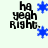 Pixelated text 'ha yeah Right.' with blue star shapes on a light background, showing animation changes across frames.