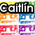 colorful cassette tape icons with text labels 'Caitlin', 'hearts', and 'tapes' in bold white letters with black outlines
