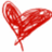 Red heart-shaped balloon with tied string, pixelated texture, and black text overlay reading 'WAH-NEE 10-4-2' on white background.