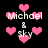 Pixelated pink hearts float around white text reading "Michael & sky" on a black background.