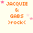 Orange text 'JACQUI & GABS >rock< with pink stars on a light background, showing animation changes in star positions across frames.