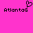Pixelated black text and heart symbol on bright pink background, two identical instances side-by-side.