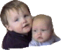 Two children appear in a static image with one child in dark clothing and the other in light clothing, positioned side-by-side against a plain background.