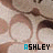 A static image of a repeating pattern with the name 'ASHLEY' displayed in cyan and black text across multiple