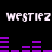 Pixelated text 'westiez' appears twice in white on black background with purple bar graphs below each instance, showing animated audio visualizer changes.