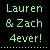 Static pixel art icon with green text on black background reading "Lauren & Zach 4ever!" and a dotted line at the bottom.