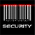 Six display a barcode with red scanning lines moving across it, each showing the red line at a different horizontal position, with 'SECURITY' text below the barcode on a black background