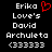 Two identical pixelated text side-by-side on black background, each displaying white text with a red heart symbol above the first 's top-left