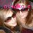 Two people with brown hair and sunglasses pose together in a pixelated image with pink text overlays.