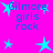 Bright pink background with blue text "Gilmore girls rock" and cyan stars in a static pattern.