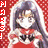 Four anime-style characters in a with colored backgrounds and vertical text banners; each character wears red-and-white clothing with bows, some have glasses or head coverings