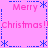 Pixelated pink background with blue dotted borders and snowflakes, displaying "Merry Christmas!!" text in repeating sections.