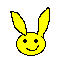 Yellow cartoon character with smiling face and multiple leaf-like appendages in various configurations