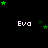 Black background with repeated white text 'Eva' and green star clusters in various positions across the frame.