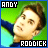 Pixelated image of a person with light brown hair and blue clothing against green background, text "ANDY" top left and "RODDICK" bottom right.