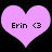 Two identical pink heart-shaped icons with black text 'Erin <3' on a black background, side-by-side.