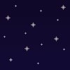 Dark blue background with scattered white pixelated stars of varying sizes and shapes, including crosses and four-pointed stars.