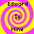Four identical spiral-patterned icons with yellow and pink colors, each displaying text "Edward Is Mine" in black pixelated font.