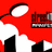 Red, white, and black pixelated with magnifying glass, building silhouettes, and text fragments on white