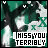 Pixelated green and black background with white stars, featuring repeated text 'I MISS YOU TERRIBLY' in blocky font