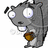 Pixelated gray cartoon character with large white eyes, black pupils, and a small black mouth, holding a brown and orange acorn-like object.