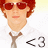 Pixelated static icon of a person with red hair and sunglasses, wearing a white shirt and brown tie, with a '<3' symbol on the right side.